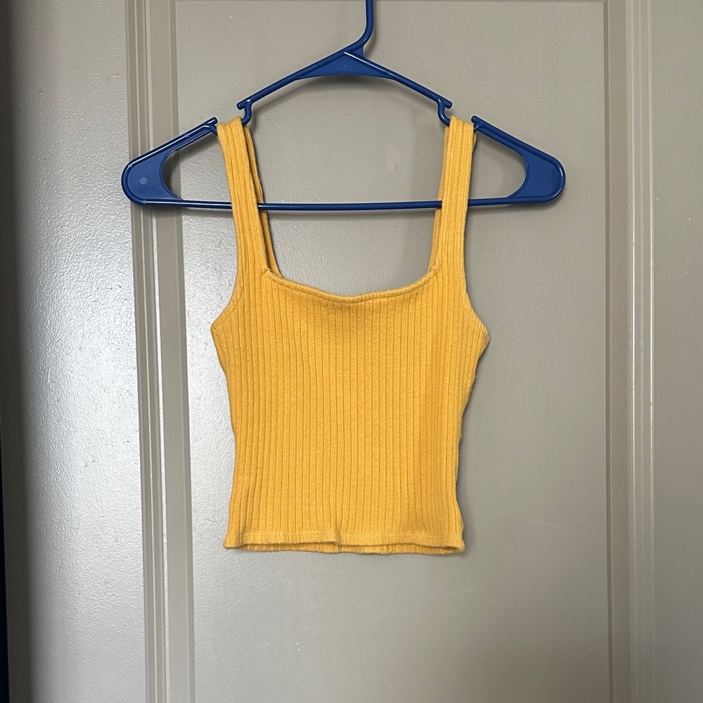 Sky and Sparrow Mustard Ribbed Tank Top